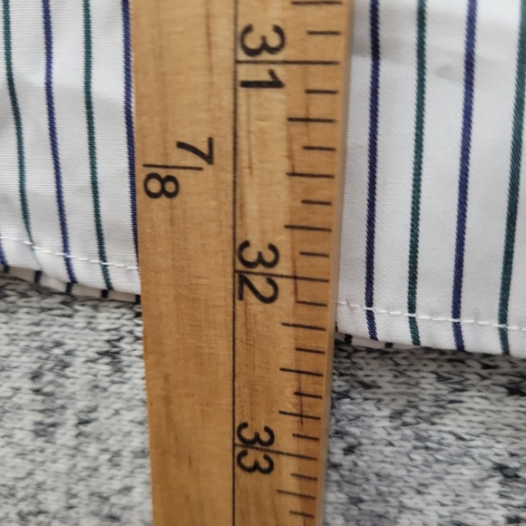 Ralph Lauren Custom Fit Striped Shirt Mens 18 34/35 Navy White Button Down - Picture 6 of 10